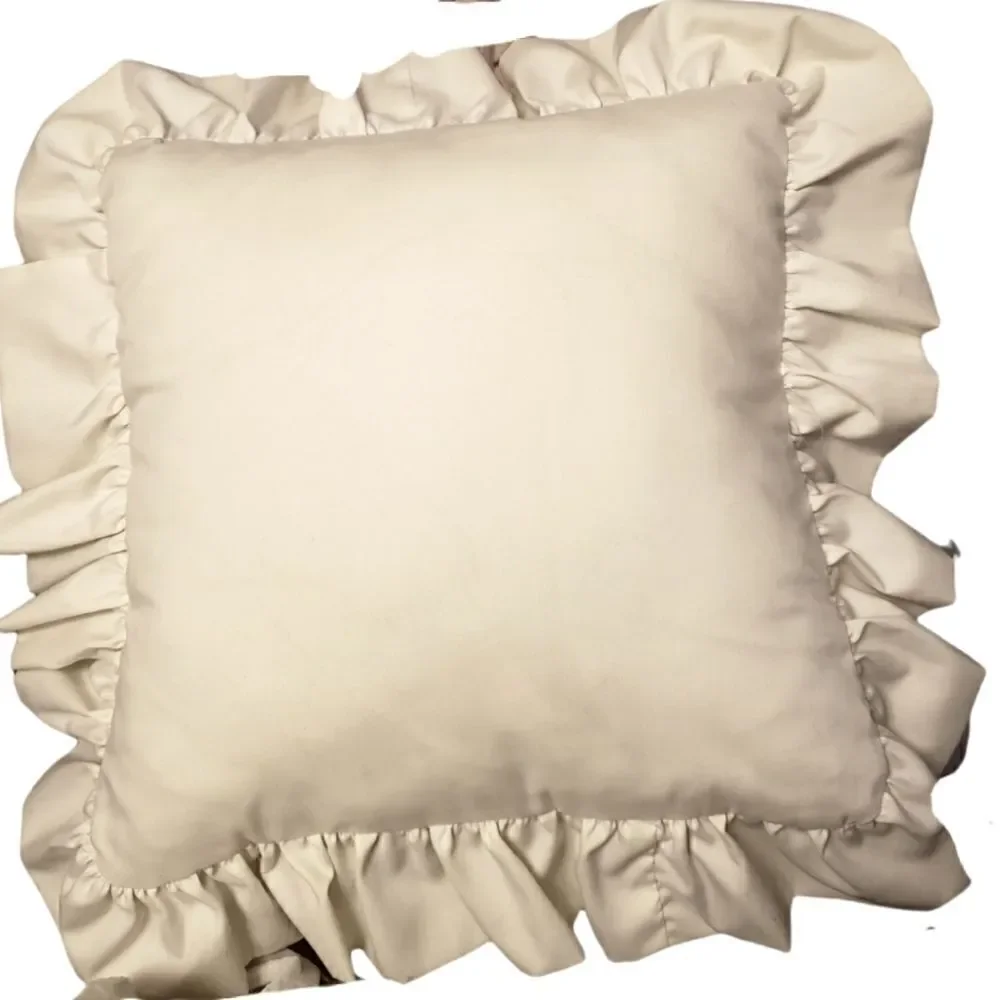 Lace and quilted pillow, 20 inch, ivory